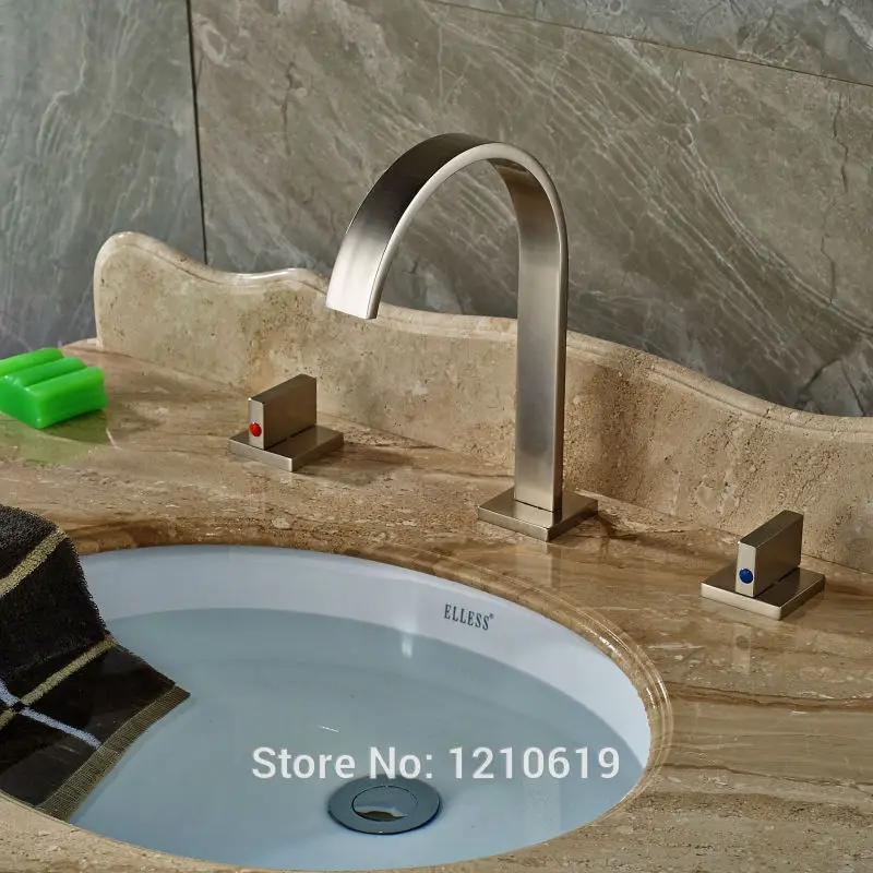 Новый никелевый матовый смеситель для раковины Uythner с тремя отверстиями