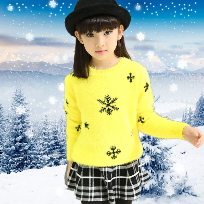 Вязаный свитер для девочек Осень зима 2020 детские свитера со снежинками 4 6 8 10 12 13