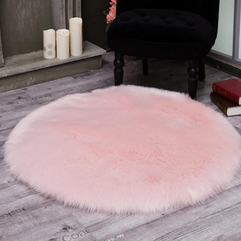 Pink Искусственная шерсть овчины подушки надувное кресло Спальня коврик искусственная шерсть ковер Мягкий Теплый Волосатые ковер сиденья Текстиль мех коврики 35/40 см - Цвет: Pink