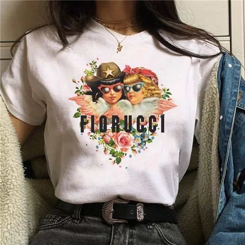 6034 Harajuku Angel забавная футболка для женщин Ullzang 90s корейский стиль футболка Эстетическая Kawaii графическая Футболка Модные женские футболки - Цвет: 6034