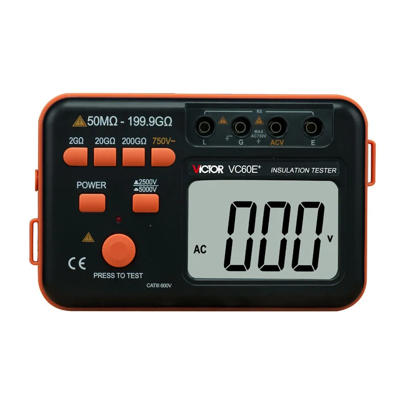 VC60E + цифровой измеритель сопротивления 50 M ~ 199 9G Ohm 2500 V 5000 Megger MegOhm Измеритель