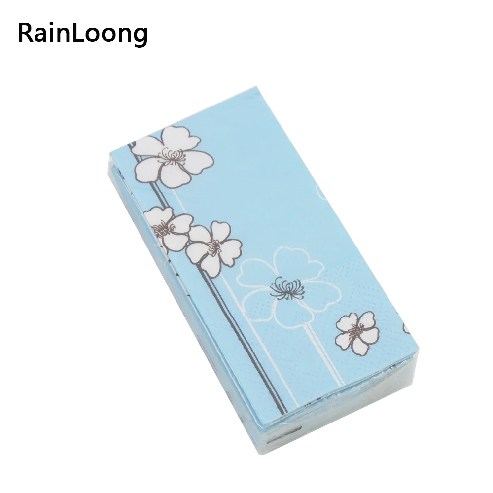 [Rainloong] синего цвета с аппликацией в виде цветка карманные салфетки Бумага для носовых платков для украшения личной гигиены 21*21 см 10 шт./упак./лот