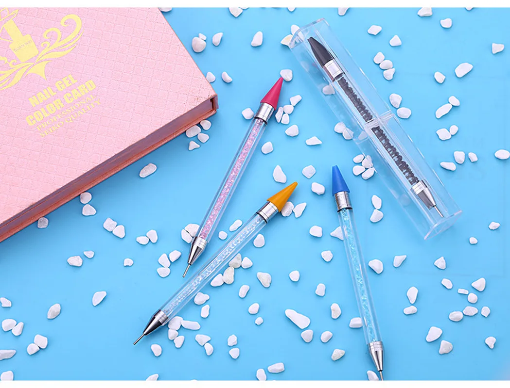 

Crayon Metal Head Nail Acrylic Dotting Pen Rhinestones Crystal Diamond Studs Picker Wax Pencil Acrylic Beads Handle Tool