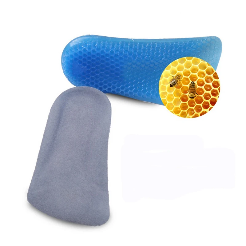 Силиконовая гелевая стелька увеличивающая высоту 2 см сотовая подушка для пятки