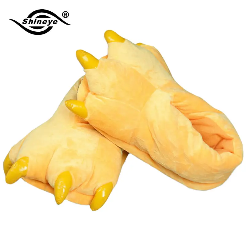 Yellow Shineye/Лидер продаж; милые зимние теплые пижамы в виде лап животных на мягкой подошве; разные цвета; рождественские подарки; пижамы с героями мультфильмов - Цвет: Yellow