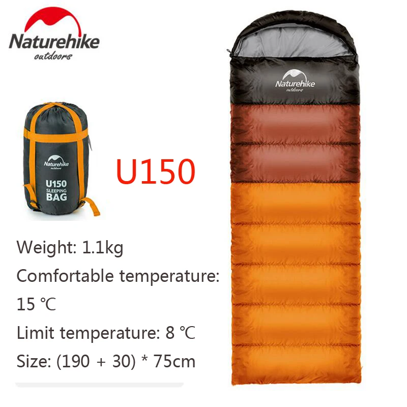 Naturehike спальный мешок легкий портативный комфорт спальные мешки с компрессионный мешок отлично подходит для весны и осени путешествия Кемпинг - Цвет: U150 ORANGE