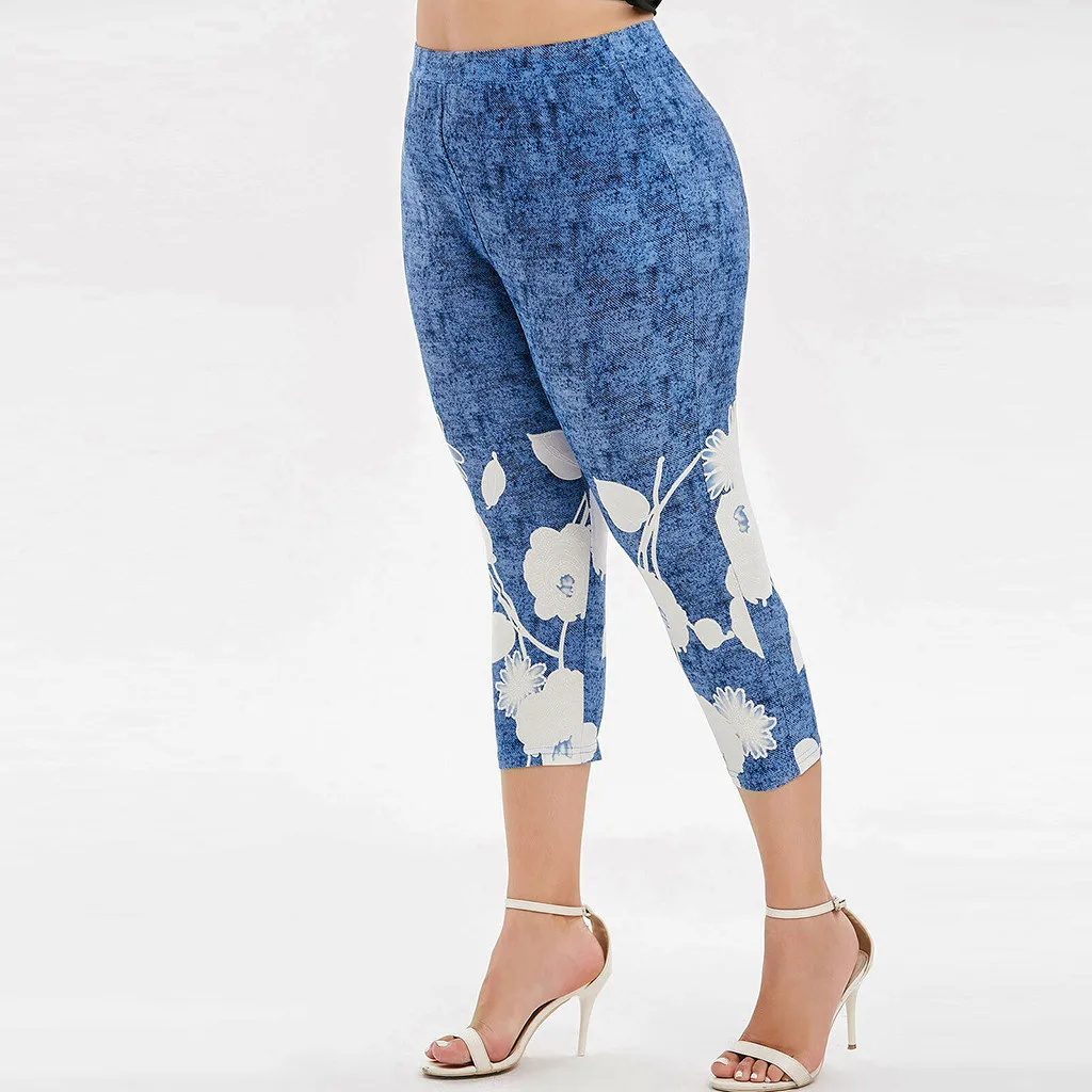 Женские облегающие леггинсы для тренировок с цветочным принтом фитнеса