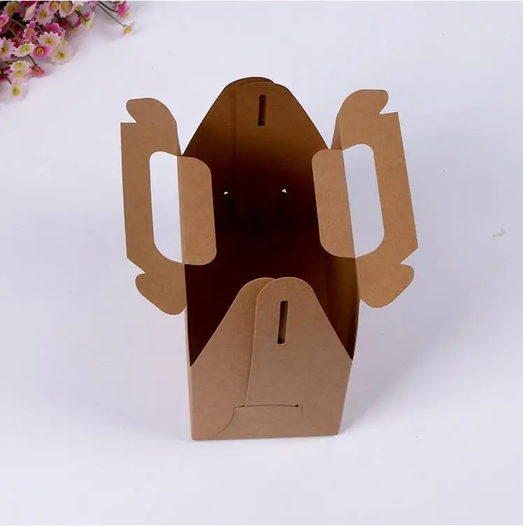 50 шт коробка для торта из пищевой бумаги с ручкой коричневое картонное кексов