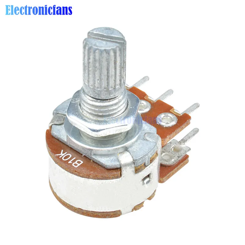 5Pcs/Lot B10K 10K Ohm Potentiometer 6 Pins Split Shaft Rotary Linear Stereo Dual Taper Potentiometers | Электронные компоненты