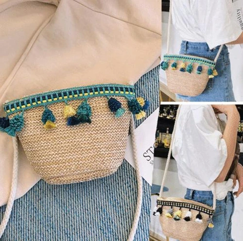 Ship Type Tassel Straw Bag Zipper Handbags Women Summer Rattan Handmade Woven Beach Bohemia Handbag New Fashion | Багаж и сумки