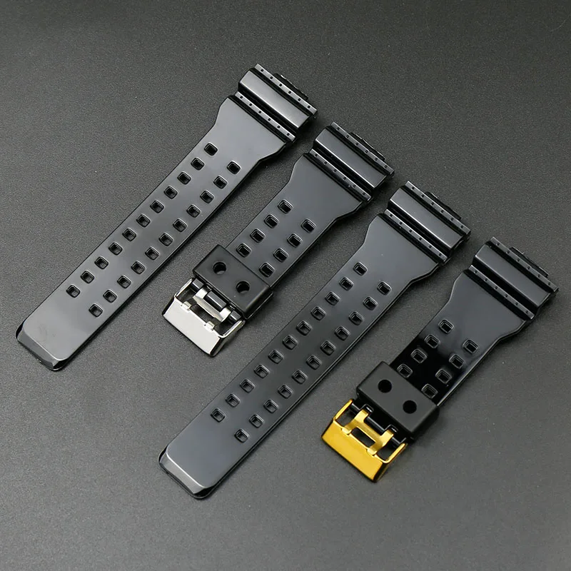 Resin black gold strap for Casio g-shock ga-100 ga-110ga-120 ga-200 ga-300 ga-400 gd-100 gd110 gd-120 gls-100 glossy | Наручные часы