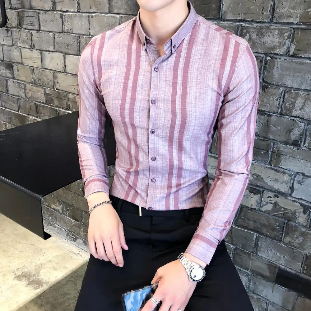 Мужская рубашка высокого качества Chemise Homme Осенняя Новая мужская рубашка с длинными рукавами приталенная мужская одежда деловые рубашки в повседневном стиле