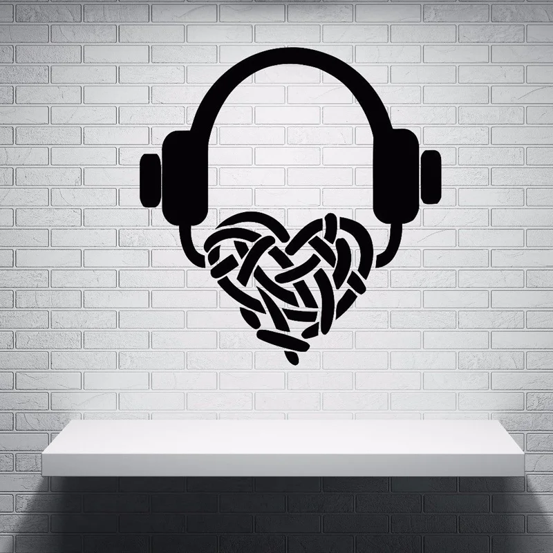 

Vinyl Decal Headphones Listen Favorite Music DIY Wall Sticker Home Decoration Living room Bedroom Art Murals JG2735