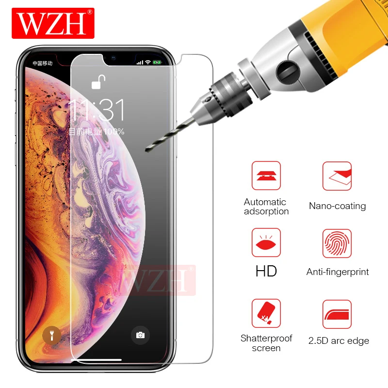 Закаленное стекло WZH для iPhone XS XR MAX Защита экрана 8X7 6 6S Plus 5 5S SE 1 8 дюйма 2018 |