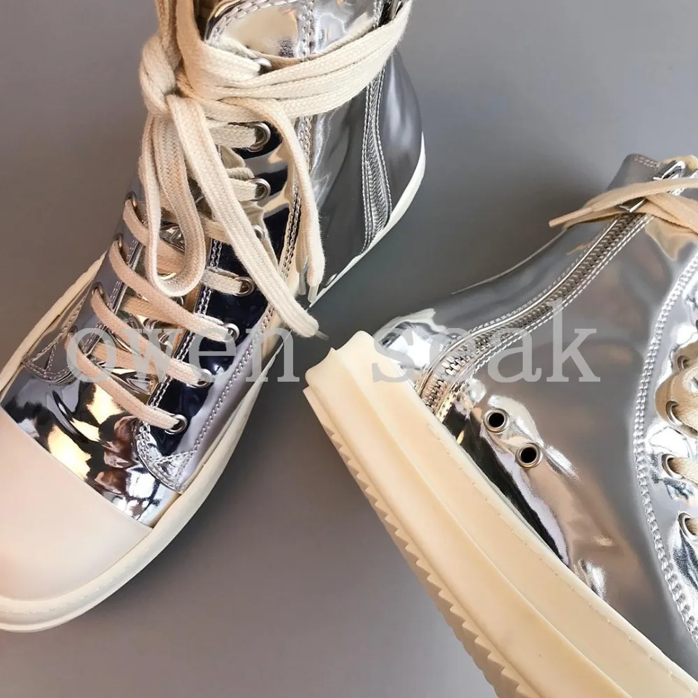 19ss Owen Seak/Мужская парусиновая обувь; высокие ботильоны на шнуровке; роскошные кроссовки; ботинки; Повседневная Брендовая обувь на плоской подошве на молнии; Цвет Черный; большие размеры
