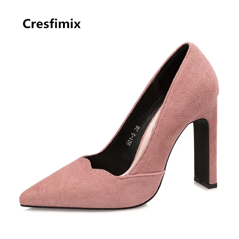 

Cresfimix femmes hauts talons women fashion street shoes lady casual high quality flock stylish high heels cute high heels c2637