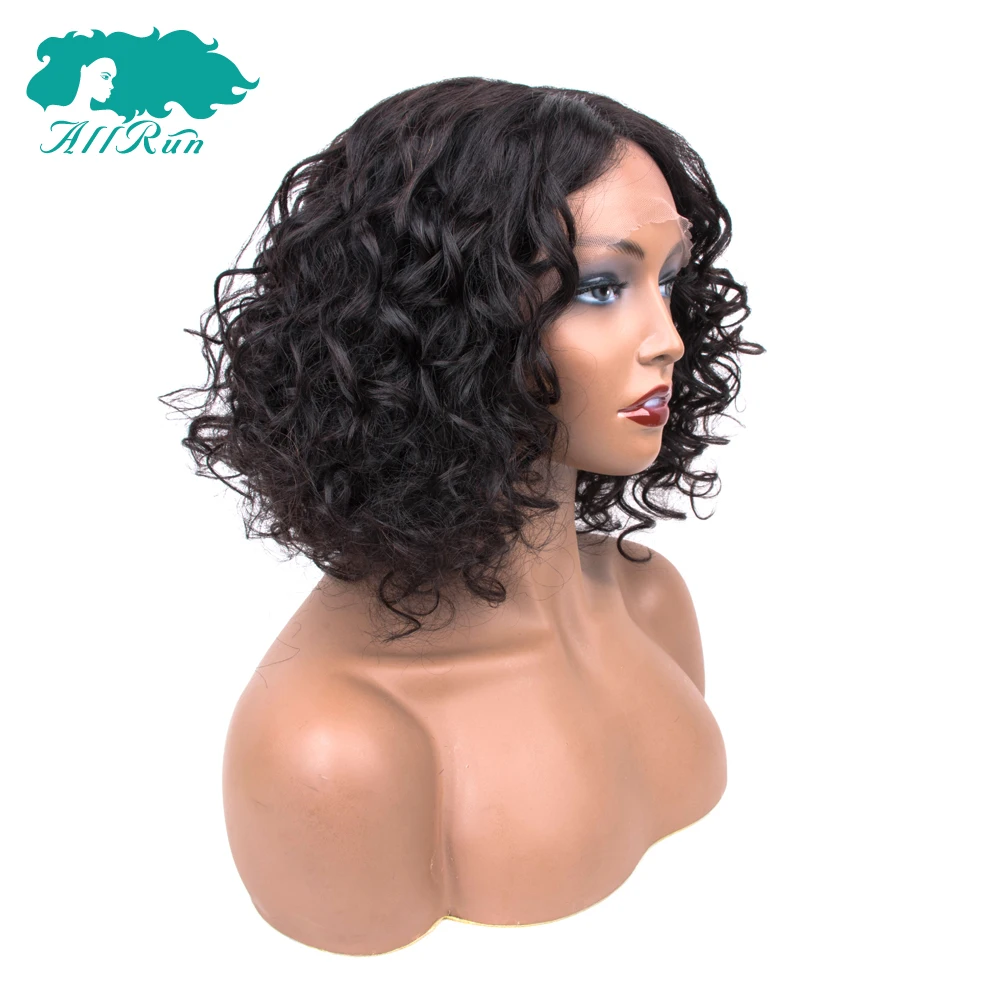 Mongolian Water Wave Millde Part Lace Frontal Wig Remy Black for Women Front Human Hair With Baby Pre-Plucked | Шиньоны и парики