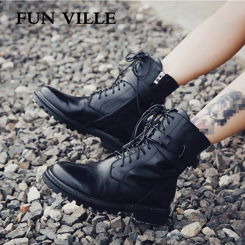 Женские ботильоны из натуральной коровьей кожи с круглым носком на плоской