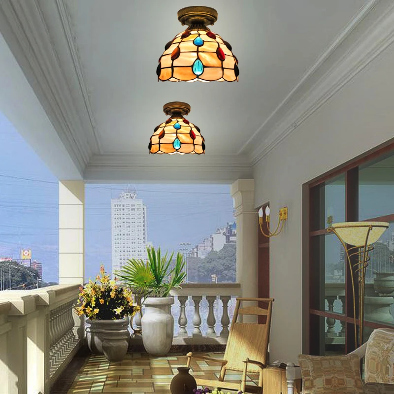 Simple European style shell bedroom ceiling lamp aisle porch corridor | Лампы и освещение
