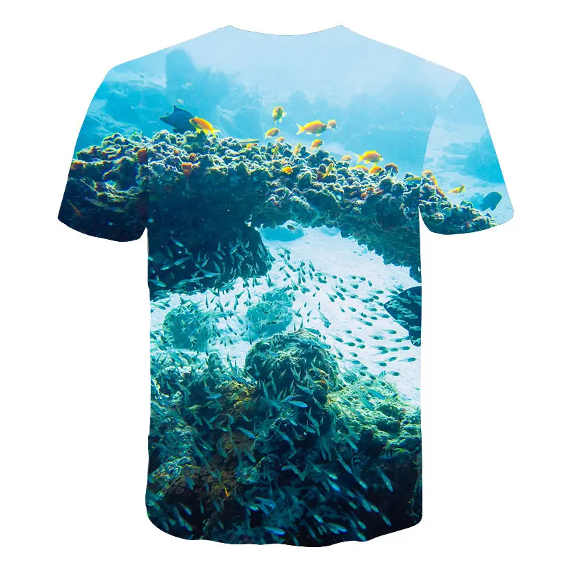 Футболка с принтом рыб Мужская футболка 3D Harajuku Повседневная Camiseta Streatwear короткий