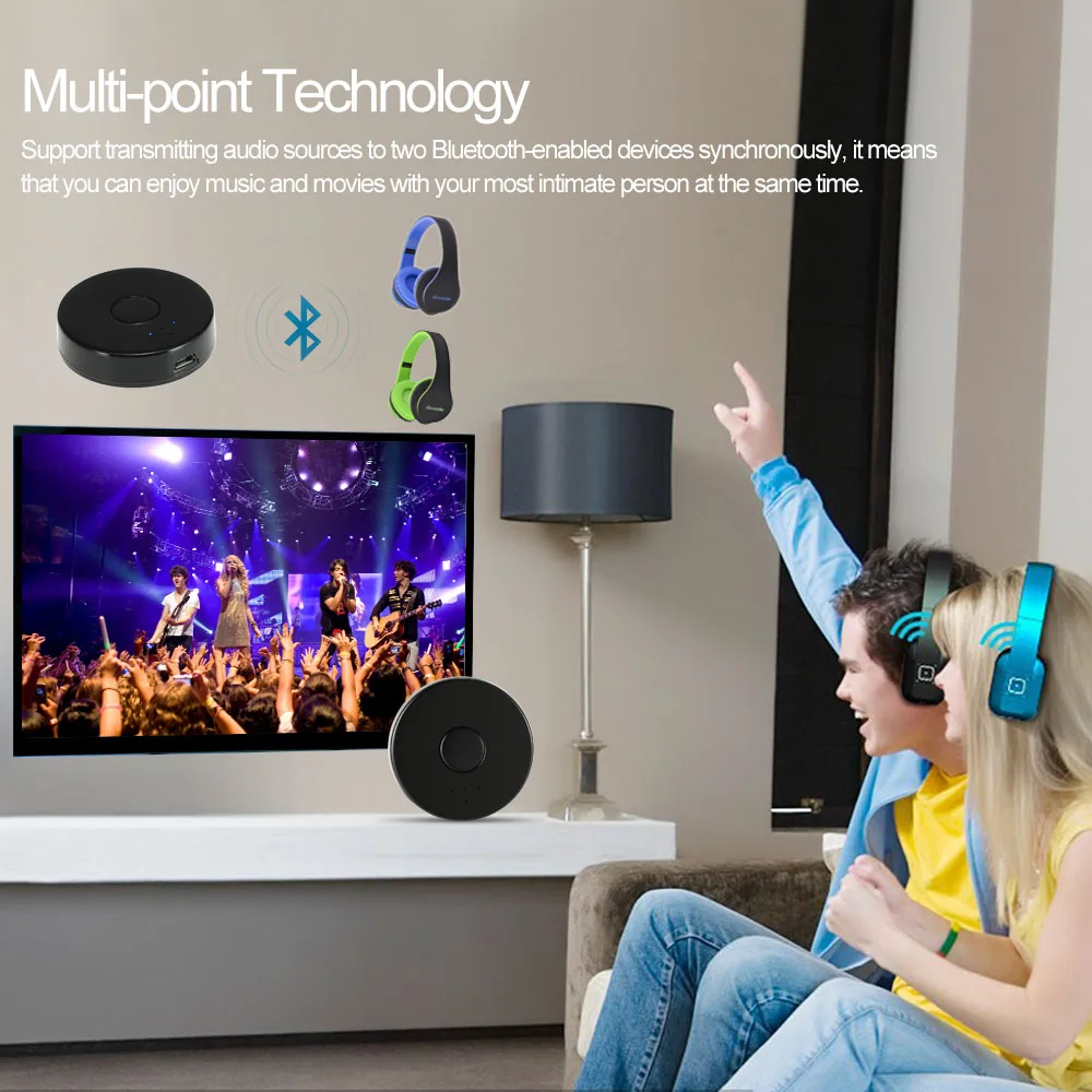 Caletop Bluetooth передатчик для телевизора аудио 3,5 мм стерео Hi-Fi Беспроводной адаптер передатчик CSR4.0 и поддержкой Multipoint и музыкальный адаптер для ПК