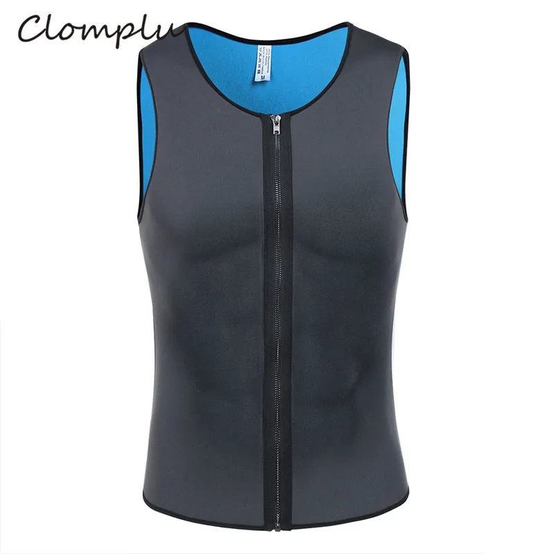 Clomplu мужской формирователь 6XL для похудения топы для мужчин Талии Тренажер без рукавов боди для тренировки похудения корсет жилет с эффектом сауны - Цвет: black blue
