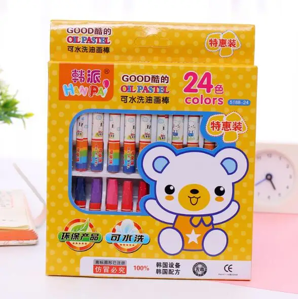 Цвет: желтый 36 шт./компл. Kawaii моющиеся карандаши для восковой мелок дети Рисование Живопись Масляные карандаши школьные офисные канцелярские принадлежности подарок на день рождения - Цвет: Цвет: желтый
