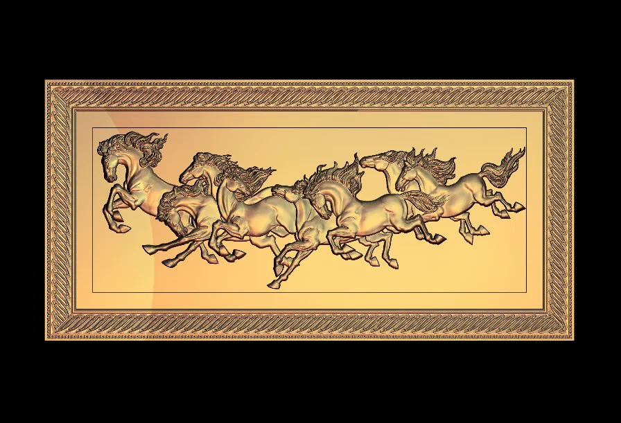 7 лошадей 3D рельефная модель в формате STL ЧПУ маршрутизатор резьба гравировка Artcam