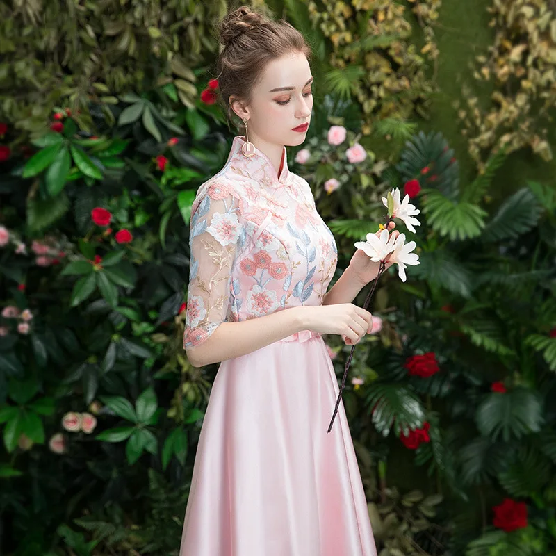 2019 цвет Элегантное длинное шифоновое платье для подружки невесты Vestido da dama de honra
