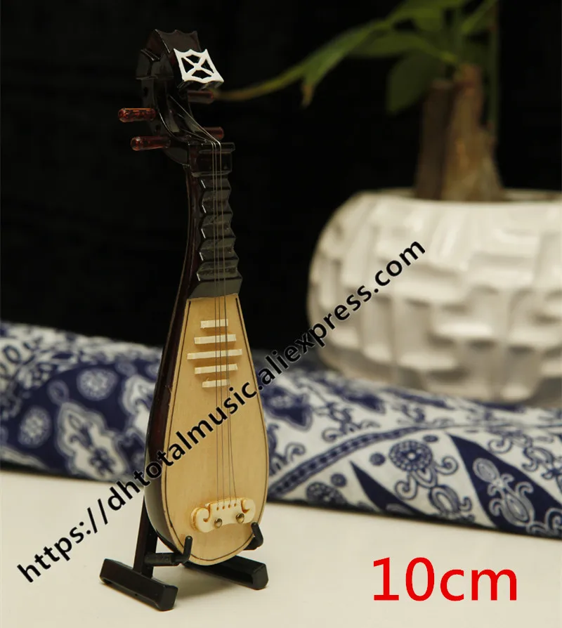 10cm Миниатюрная модель Pipa Реплика с подставкой и чехол Mini lute мини музыкальный инструмент украшения китайские традиционные подарки - Цвет: 10cm