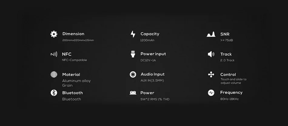Деревянный портативный беспроводной динамик сабвуфер Solo One Bluetooth NFC полный диапазон 2,0 каналов сенсорная поверхность AUX домашний аудио для телефона