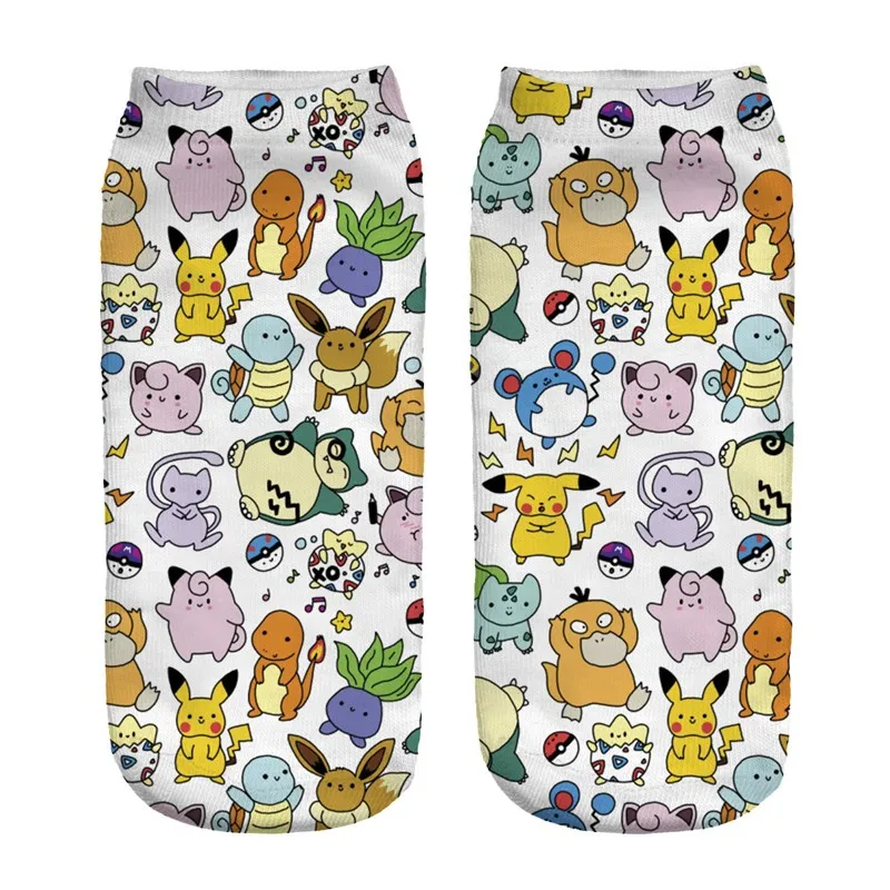 ZHBSLWT Pokemon Новое поступление Kawaii женские носки Харадзюку 3D принты носки для отдыха Пикачу Новинка Короткие милые носки