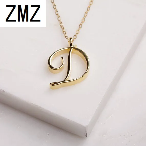 gold plated ZMZ Европа/США модная подвеска с надписью на английском милой буквой D текст ожерелье подарок для мамы/Девушки вечерние ювелирные изделия - Окраска металла: gold plated
