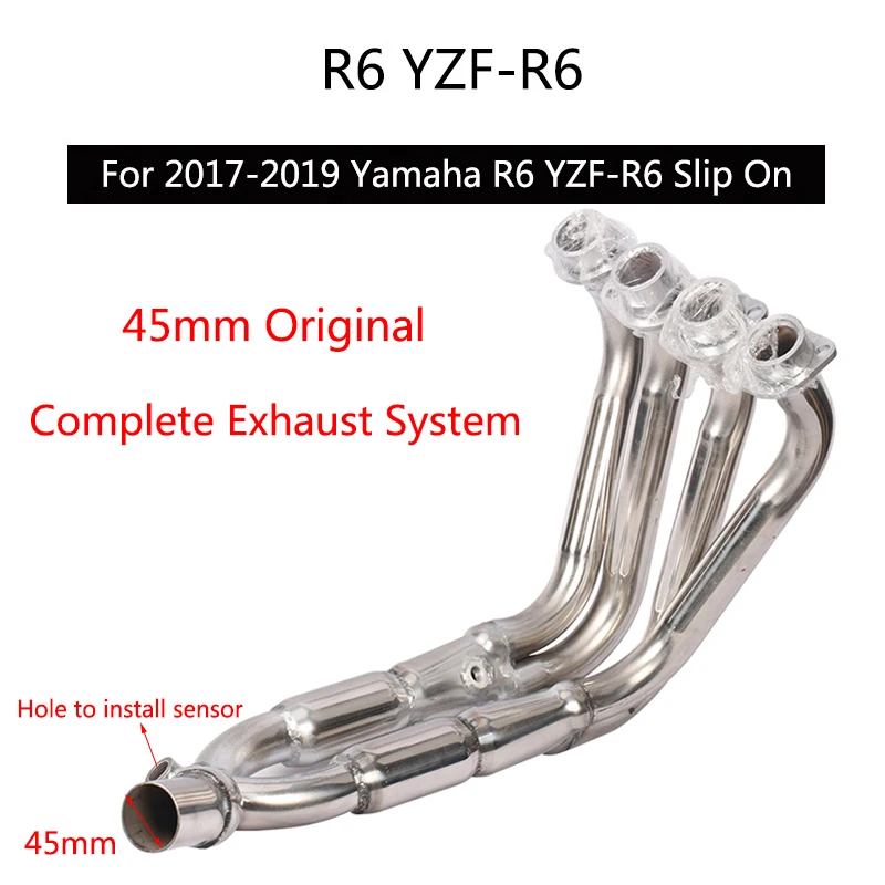 

(Оригинальная выхлопная система 45 мм) для Yamaha R6 YZF-R6 2017-2019 выхлопная труба скользит на глушитель 45 мм передняя Соединительная труба мотоцикла