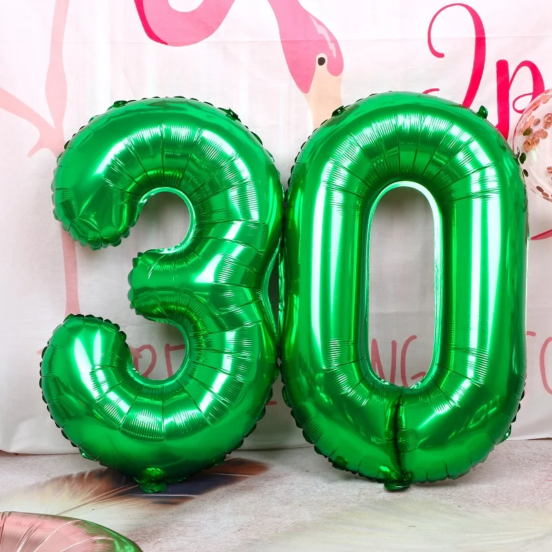 10/30/50pcs 32 inch Green Foil Number Balloons New Digital Helium Globos Baby Shower Birthday Party Wedding Decoration Supplies | Дом и сад