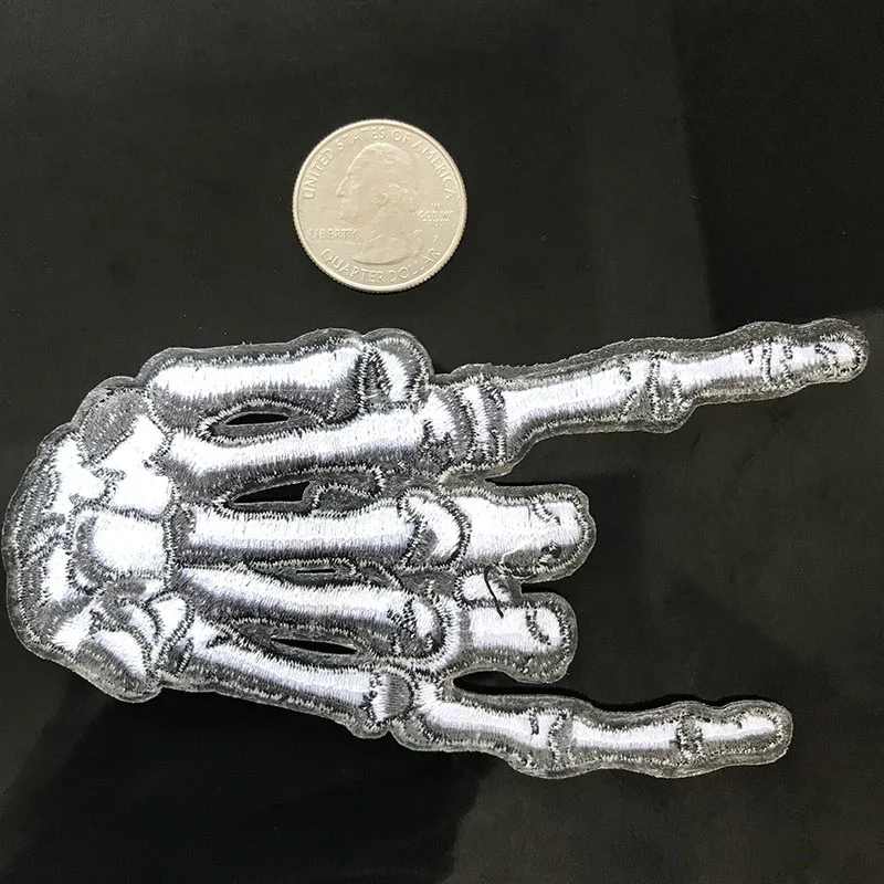 2 шт рок н ролл я люблю тебя палец жеста скелета нашивка в виде руки Аппликация