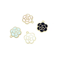 20pcs white pink black blue 1721mm enamel peny flower charm pendants gold color tone alloy jewelry finding