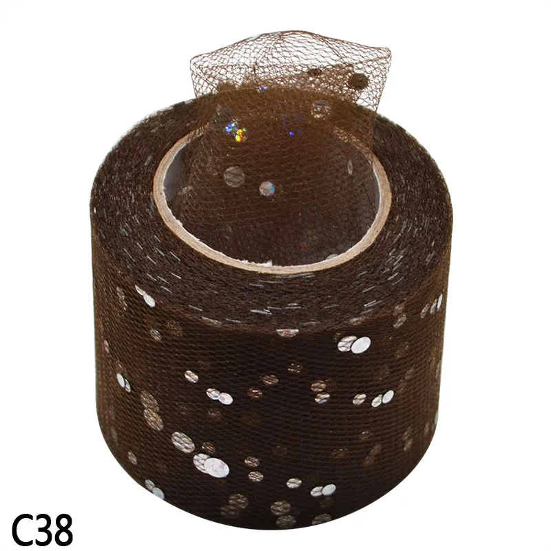 C38 22 м/рулон, 5 см, фатиновая юбка-пачка с блестками из органзы, прозрачная газовая юбка-рюмочка, подарок, украшение для свадебной вечеринки, вечерние принадлежности для вечеринки - Цвет: C38