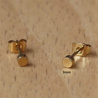 1 pair gold color brief stud earrings size 3mm 316 l stainless steel vacuum plating no easy fade allergy free