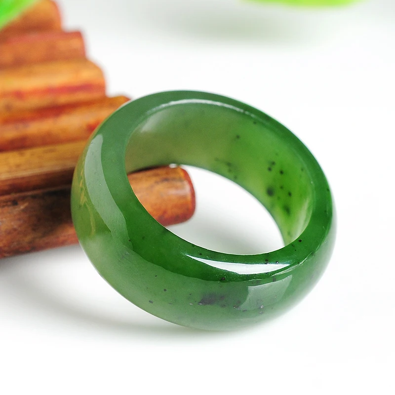 Натуральный шпинат зеленый кольцо из яшмы с черными точками для мужчин и женщин