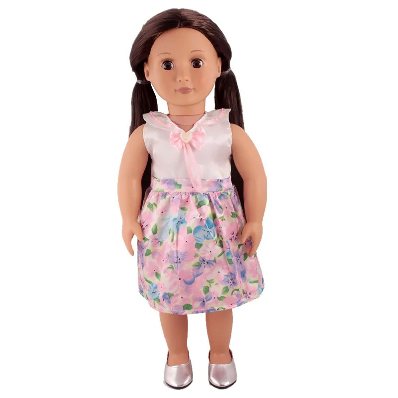 dress with shoes 3 Одежда для девочек 18 дюймов, американская кукла, летние модные платья с серебряной кожаной обувью аксессуары 18 сапоги с меховой отделкой для девочек - Цвет: dress with shoes 3