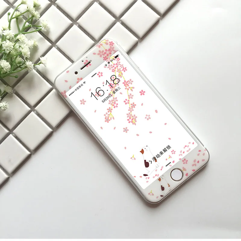 10 шт цветы закаленное стекло для iPhone 6 6s 6plus 3D изогнутый Мягкий край протектор экрана для iPhone 7 8 plus Стекло протектор