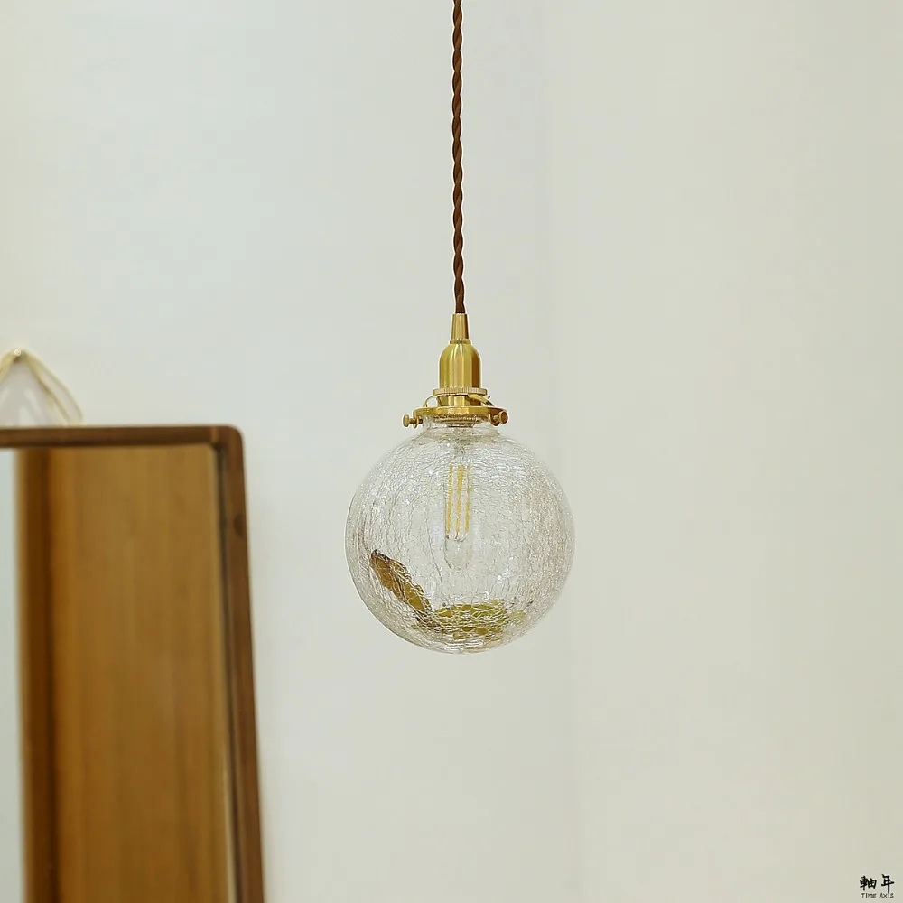 

Glass Ball LED Pendant Light Vintage Bedroom Lamp Nordic Loft Decor Industrial Hanging Lights Copper Home Lighting Fixtures