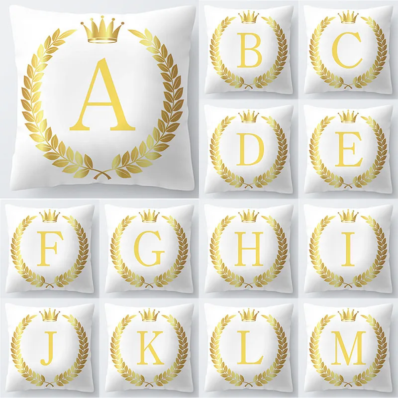 

1Pcs Gold English Letters Pillowcase Polyester Cushion Cover Throw Pillowcases for Sofa Home Seat Decorative Pillow Covers 40806