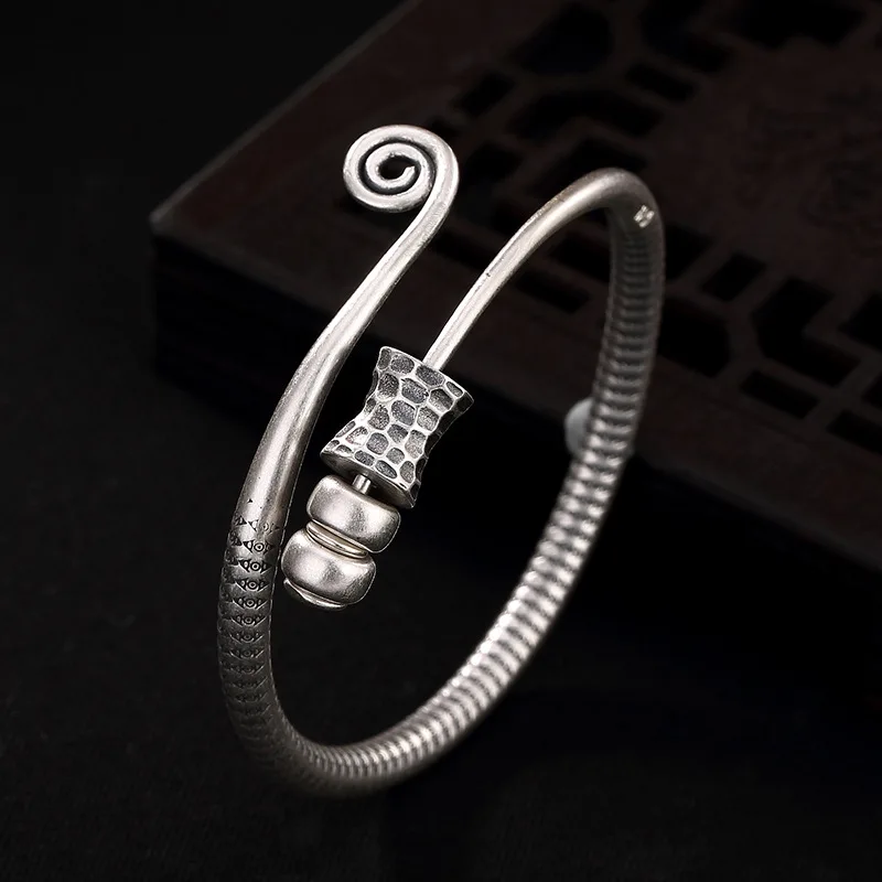 

2018 Time-limited New Women No Bangle S990 Solid Personality Transfer Pure Antique Opening Lady Bracelet Gift Wholesale Agent