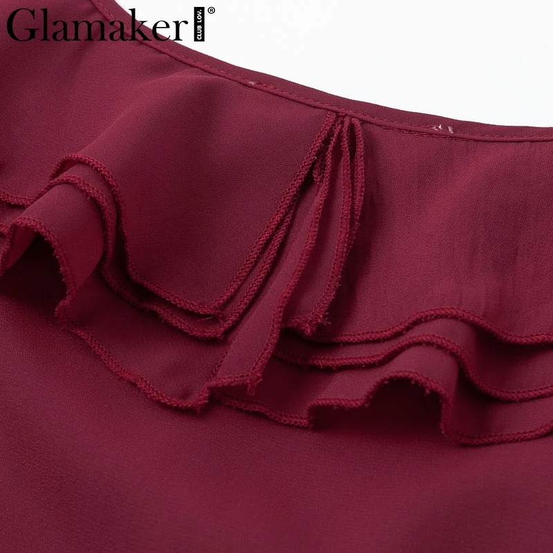 Черное шифоновое мини-платье Glamaker с v-образным вырезом и оборками женское
