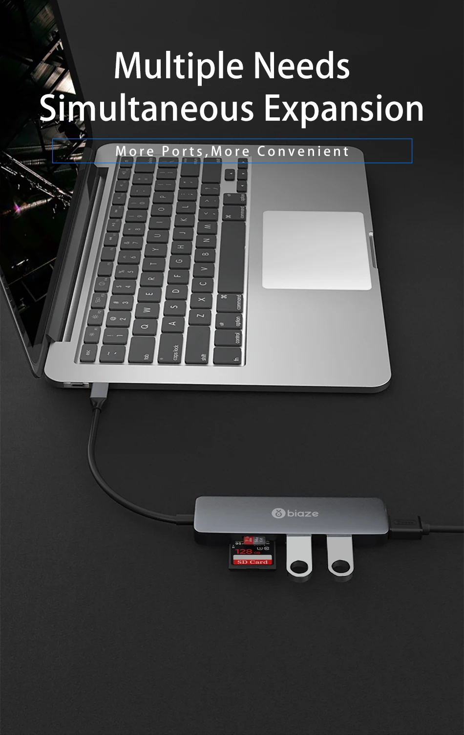 Biaze USB C концентратор type C к Мульти USB 3,0 концентратор HDMI адаптер с SD/TF кард-ридер для MacBook Pro huawei P30/P20 разветвитель usb-хаб