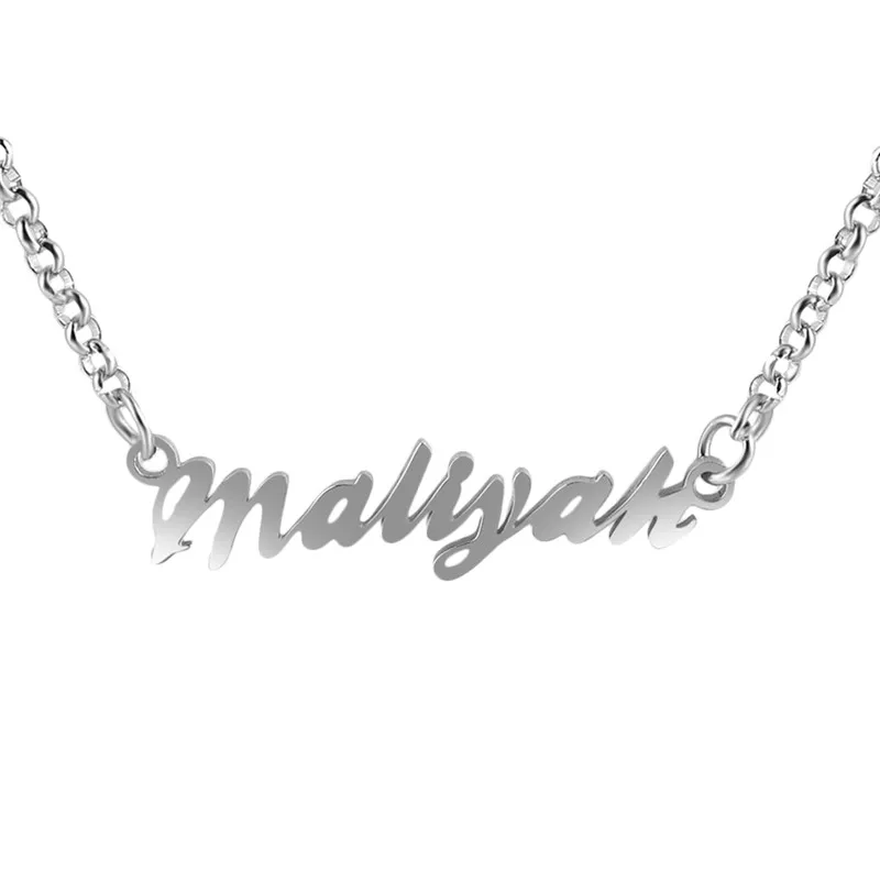 

Customized Fashion Titanium Steel Name Necklace Personalized Custom Letters Silver Color Choker Pendant Nameplate Clavicle Chain