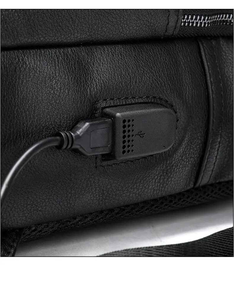 Рюкзак с usb-портом в Корейском стиле, повседневная сумка для студентов из натуральной кожи, деловой мужской рюкзак на плечо