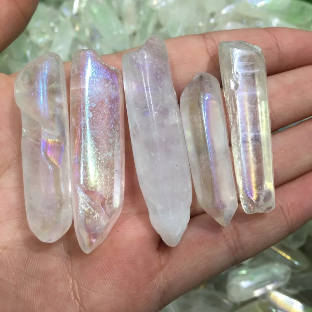 5 шт. Прямая поставка натуральный белый титановый кварцевый кристалл aura камень